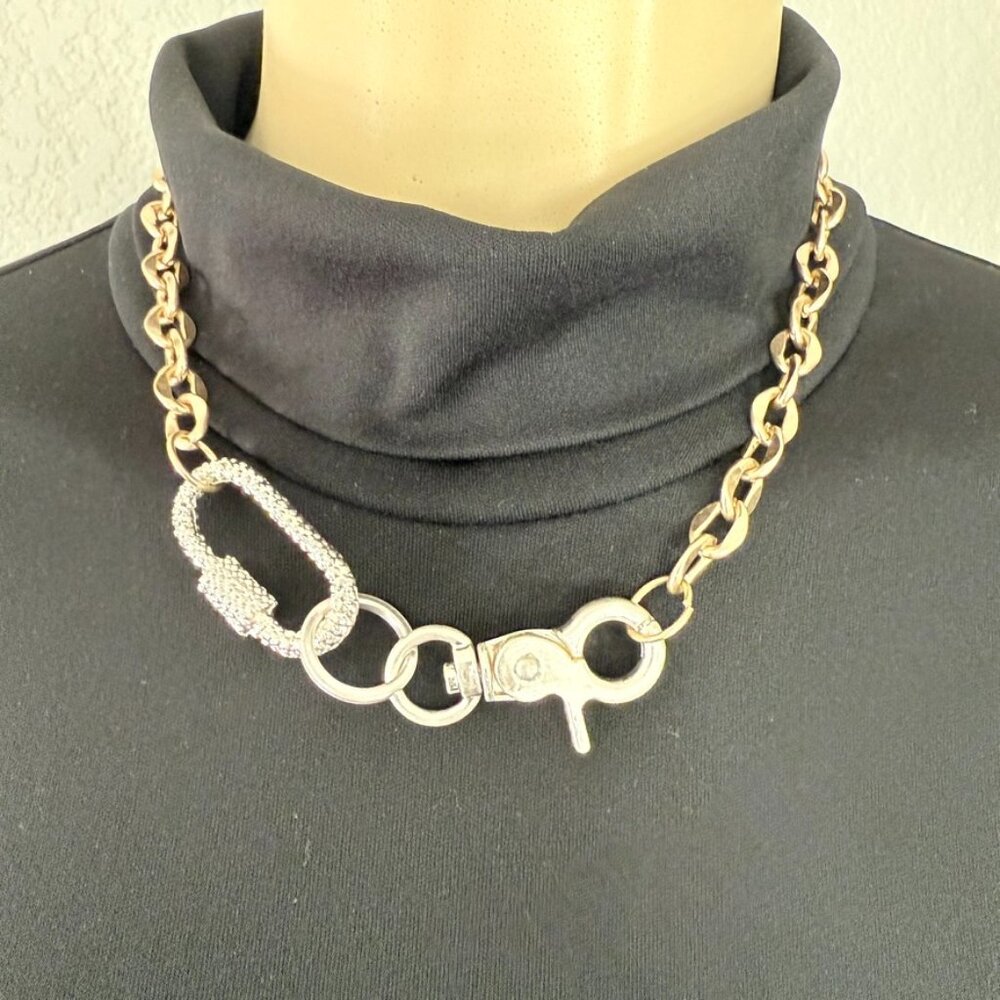 #8 garden party costume jewelry / 20.5" long silver&gold necklace